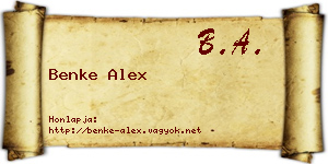 Benke Alex névjegykártya